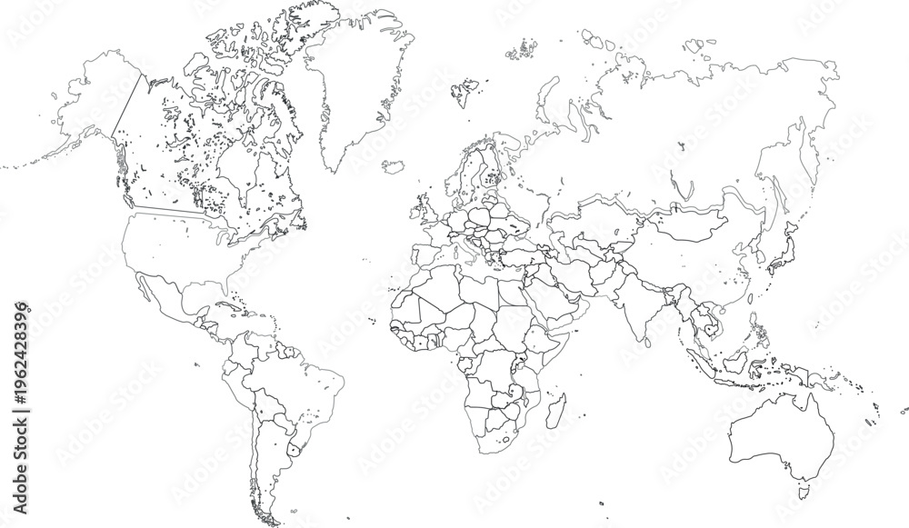 Obraz premium Flat Design World Map Illustration on White Background