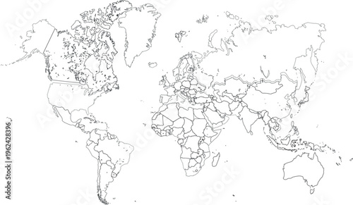 Flat Design World Map Illustration on White Background