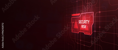 A digital background featuring the phrase 'Security Risk' in red, against a dark, circuit-like design, representing cybersecurity challenges.