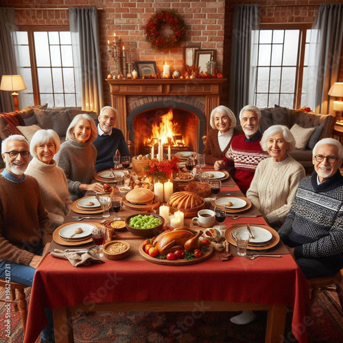 group of friends at restaurant