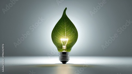 A light bulb with a green leaf growing out of it, suitable for eco-friendly or nature-inspired designs