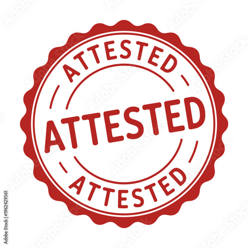 Red attested stamp seal with wavy edges and text