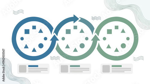 Clean iterative process cycle diagram visualizing interconnected stages of continuous workflow, project development, and strategic planning