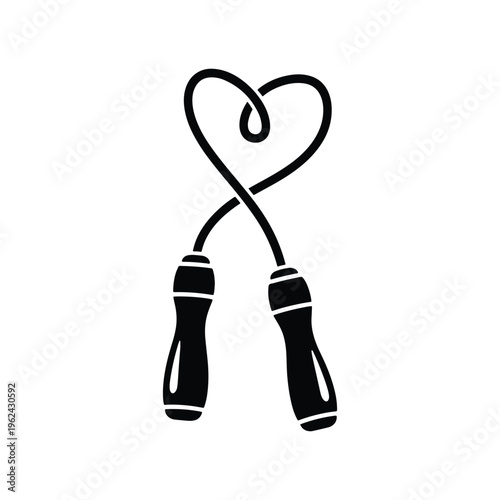 Jump Rope Heart Icon for Fitness or Love