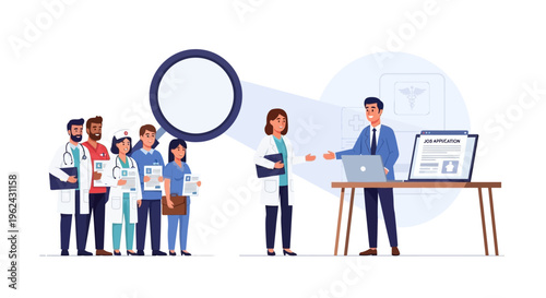 Healthcare Staffing and Recruitment Process: Medical Professionals Seeking Jobs, Interviewing, and Talent Acquisition