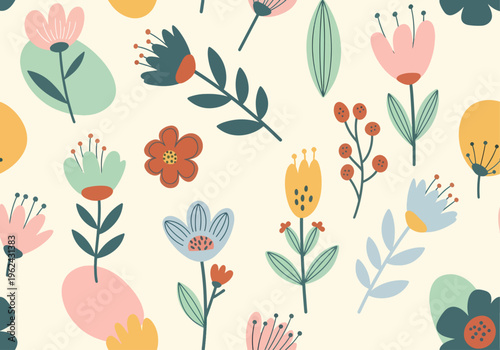 Playful and whimsical flower illustration with lively natural movement