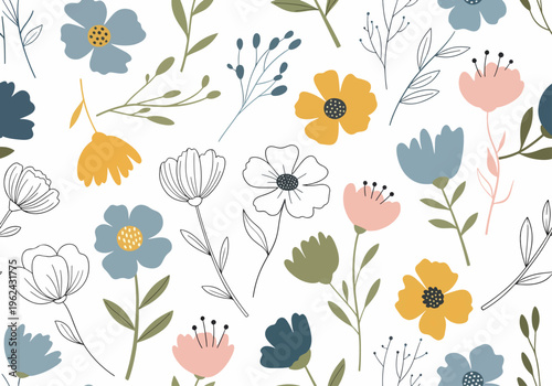 Elegant floral arrangement combining simplicity with intricate hand-drawn features