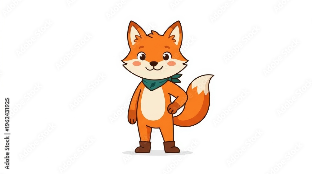 Obraz premium Cartoon Fox Character Illustration.