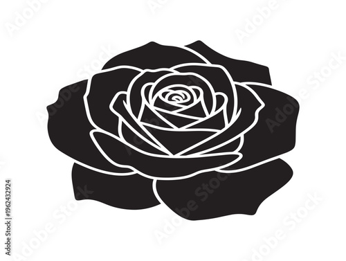 Beautiful minimal rose flower silhouette illustration with stylish botanical elegance 