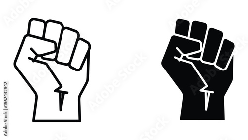 Contrast of clenched fists symbolizing unity and protest in black and white