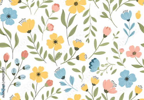 Subtle and soothing flower illustration with soft pastel color tones