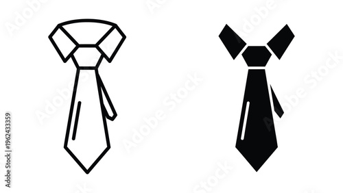 Comparison of two distinct tie knot styles in minimalist black and white designs