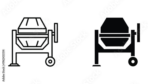 Comparison of two different concrete mixer designs with distinct visual styles