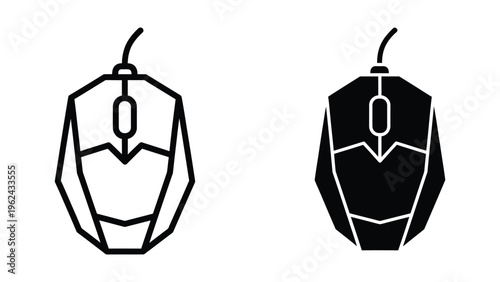 Comparison of a standard and a black gaming computer mouse design