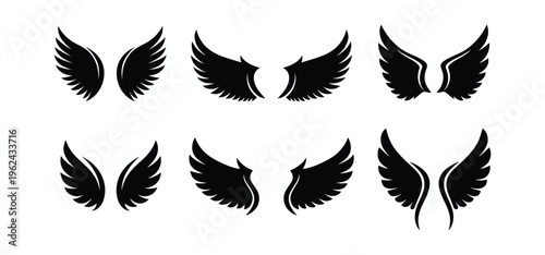 Collection of black wing silhouettes