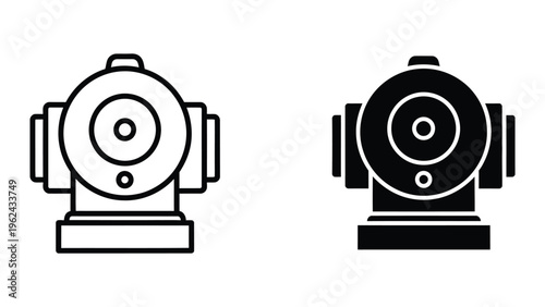 Contrasting styles of security surveillance cameras on a flat background