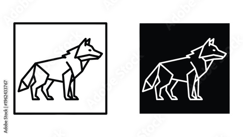Contrasting wolf illustrations in black and white backgrounds