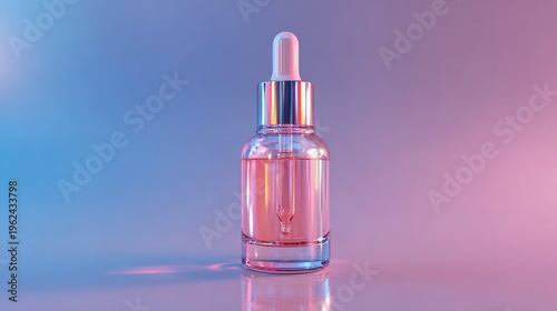 An isolated glass bottle of pink nail polish sits near a luxury perfume container, showcasing a glamorous cosmetic manicure accessory and vibrant liquid enamel for beauty and fashion care