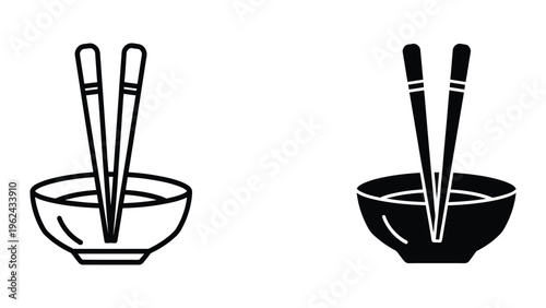 Contrast between traditional and modern chopsticks and bowls illustration