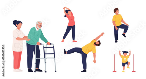 Physical Therapy & Exercise for All Ages: Diverse People Staying Active, Healthy, and Rehabilitating