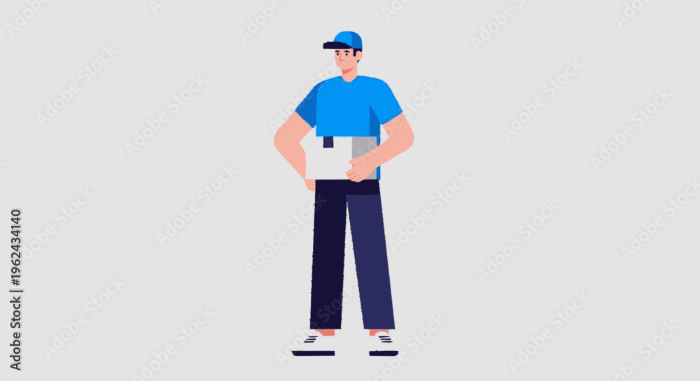 Fototapeta premium Delivery Man Holding Package with Both Hands.
