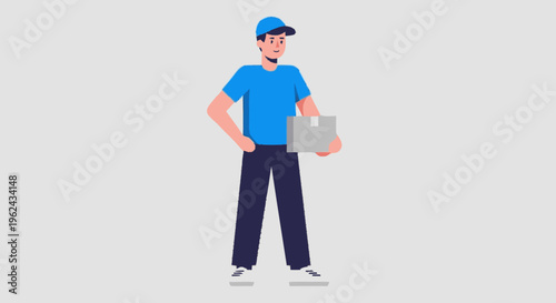Delivery Man Holding Package with Confidence.