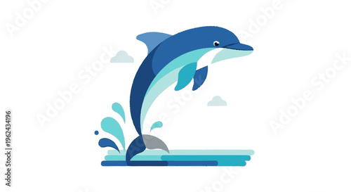 Dolphin Jumping Out of Water Illustration.