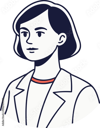 Woman Portrait Illustration Style. Elegant Woman Character Design. Modern Woman Lifestyle Scene. Confident Woman Standing Pose. Woman Face Expression Concept. Professional Stylish Woman Fashion Pose.