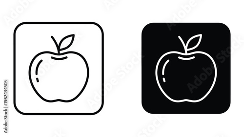 Contrasting apple icons on white and black square backgrounds
