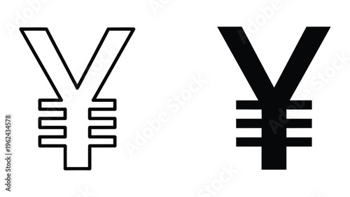 Comparison of japanese yen symbol styles in white and black versions