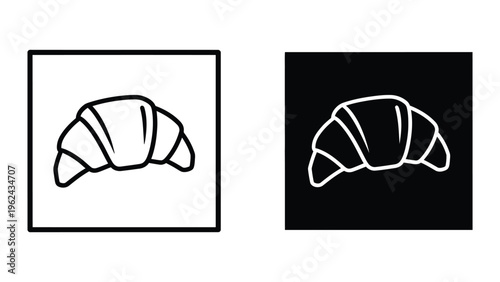 Contrast depiction of a croissant in positive and negative space designs
