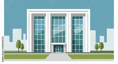 Modern Office Building with Glass Facade.