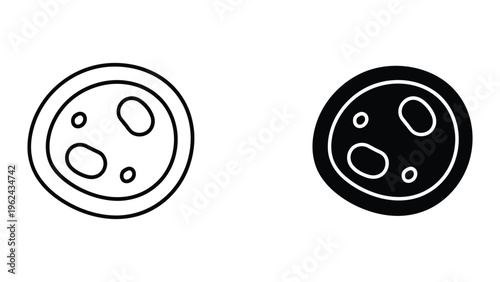 Contrast depiction of a circular object with internal voids in positive and negative space