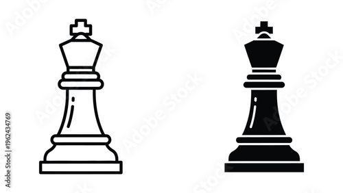 Contrast between a light and dark chess king piece in silhouette style