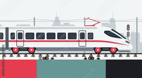 Modern White Train with Red Accents.