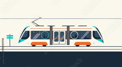 Modern White Train with Orange Accents.