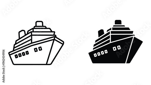 Comparison of two cruise ship silhouettes in contrasting line styles