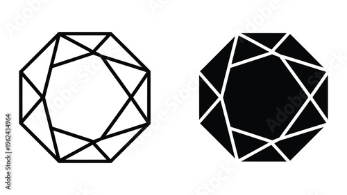 Contrasting geometric star polygons with filled and unfilled interiors