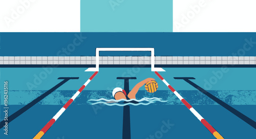 Swimmer in Orange Swimsuit Swimming in Pool.