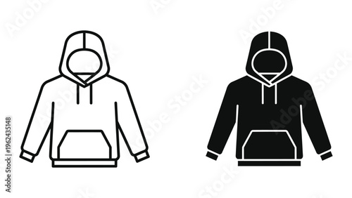 Comparison of light and dark hoodie designs in minimalist line art style