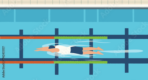 Swimmer in Swimming Pool Lane.
