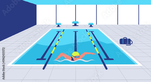 Swimmer in Swimming Pool Lane.
