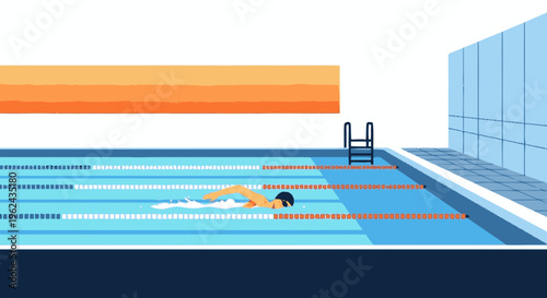 Swimmer in Swimming Pool Lane.