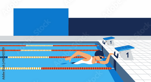 Swimmer in Swimming Pool Lane.