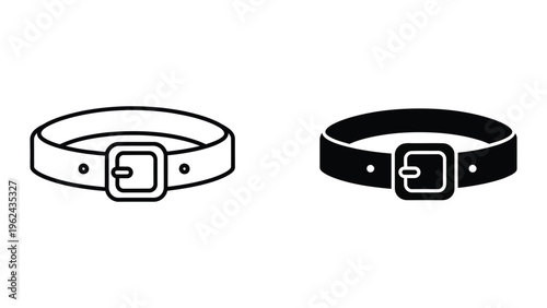 Comparison of dog collar designs with contrasting line styles and buckles