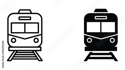 Contrasting styles of modern passenger trains depicted in minimalist icons