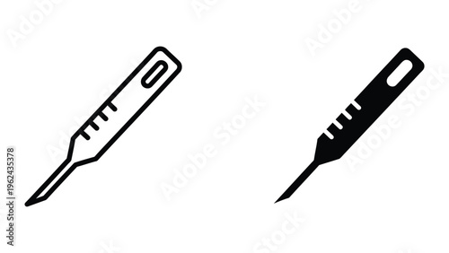 Two types of digital and traditional thermometers depicted in black and white