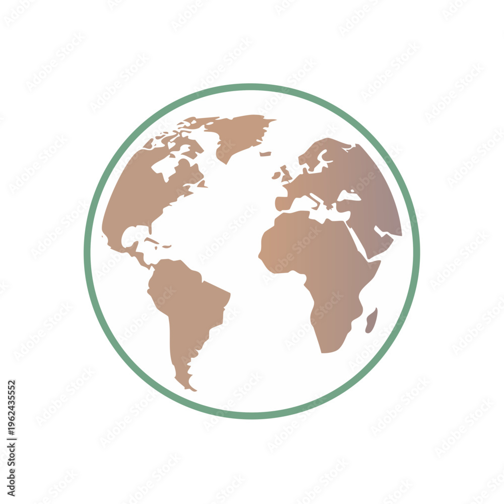 Obraz premium Stylized Earth Globe with Continents and Meridian Line