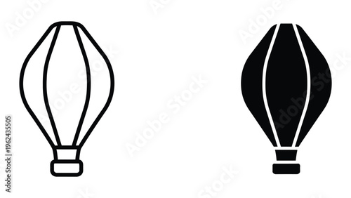 Hot air balloons in contrasting fill styles depicted side by side