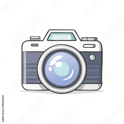 Retro style camera illustration capturing moments with its lens